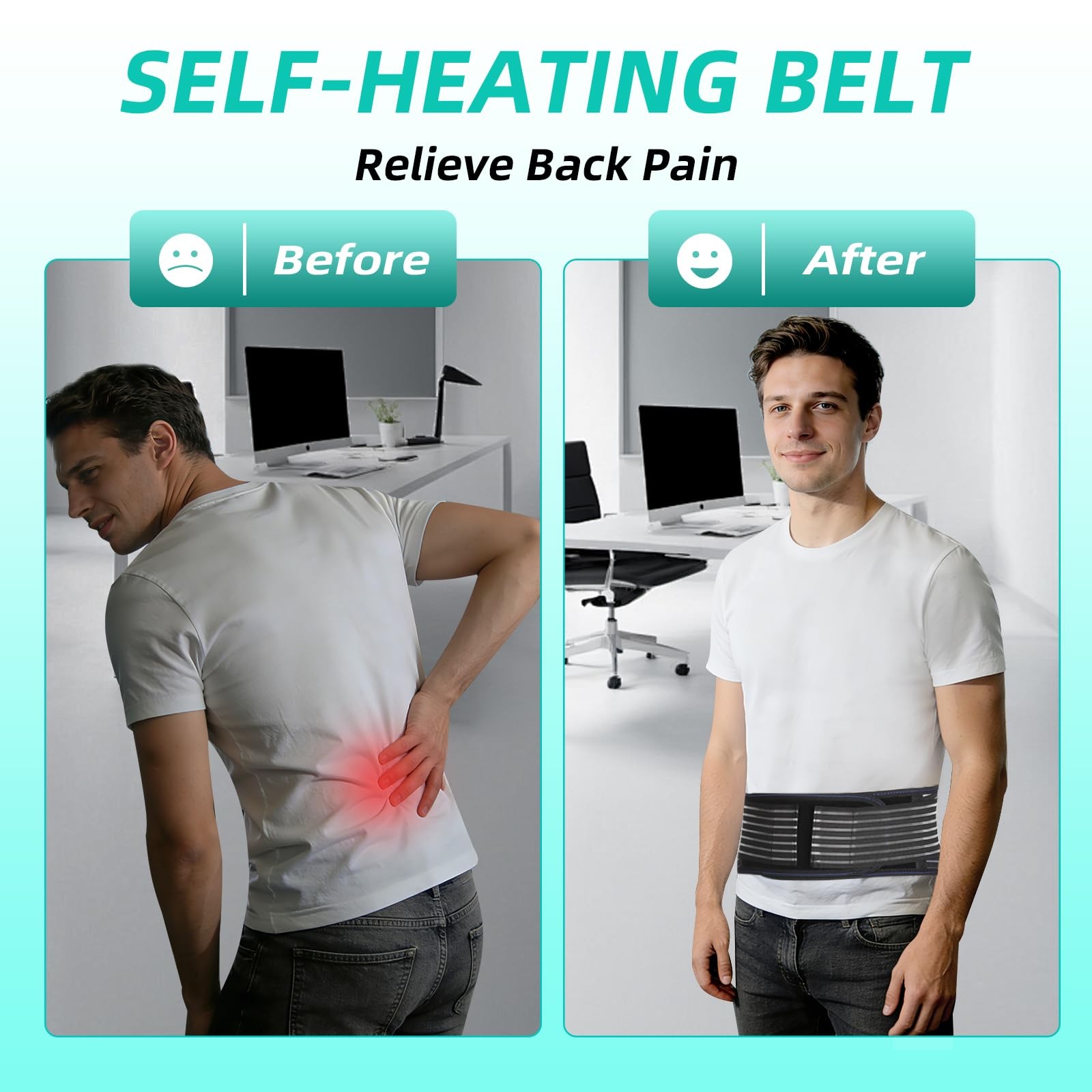Back Brace with Magnet, Lumbar Support Belt for Lower & Small, Black