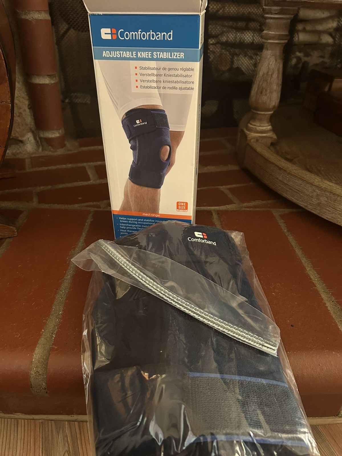 Comforband Adjustable Hinged Knee Brace, with Dual Side Hinges One Size, Navy