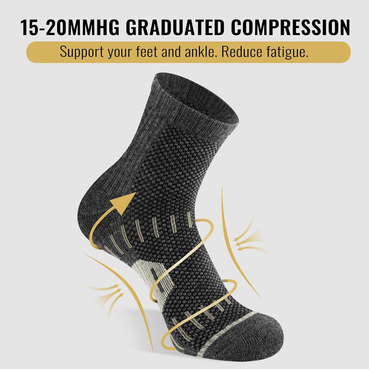 Copper Ankle Compression Socks for Men and Women(6 pairs), Breathable Arch Suppo