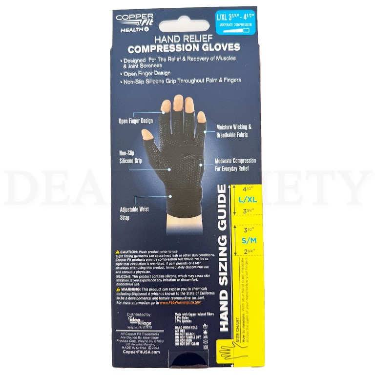 Copper Fit Unisex Hand Relief Compression Gloves Large/X-Large Lot of 2 Pairs