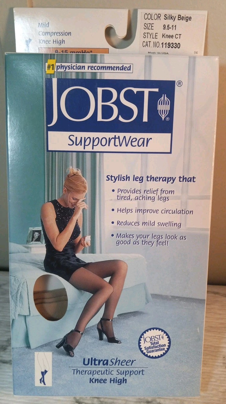 JOBST UltraSheer Knee High Compression Stockings Silky Beige 8-15 mmHg Sz 9.5-11
