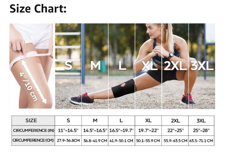 Knee Brace for Pain Compression Support Mesh Fabric Side Stabilizer Open Box-3XL