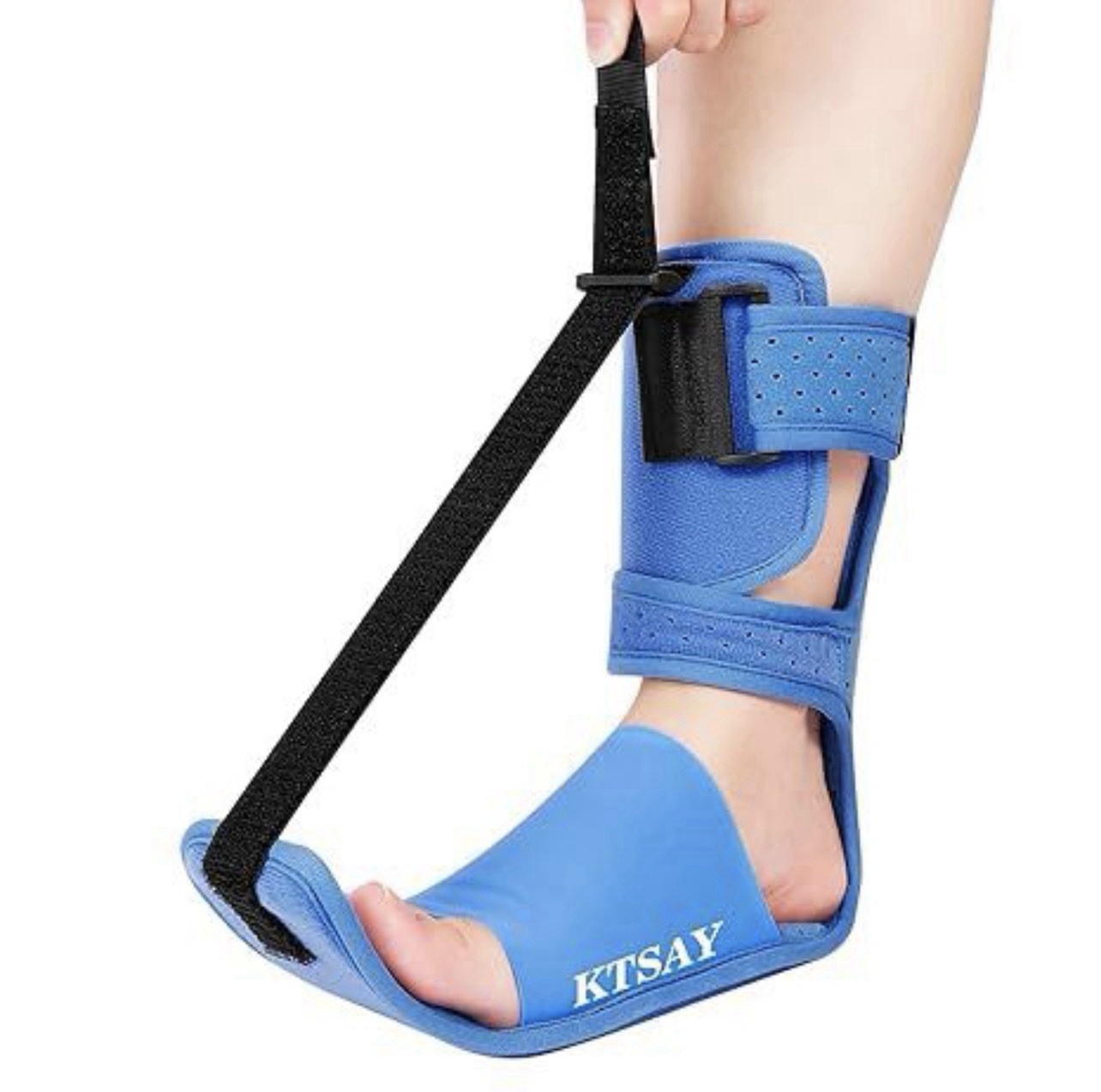KTSAY Upgrade Plantar Fasciitis Night Splint & Relief Brace with small, Blue