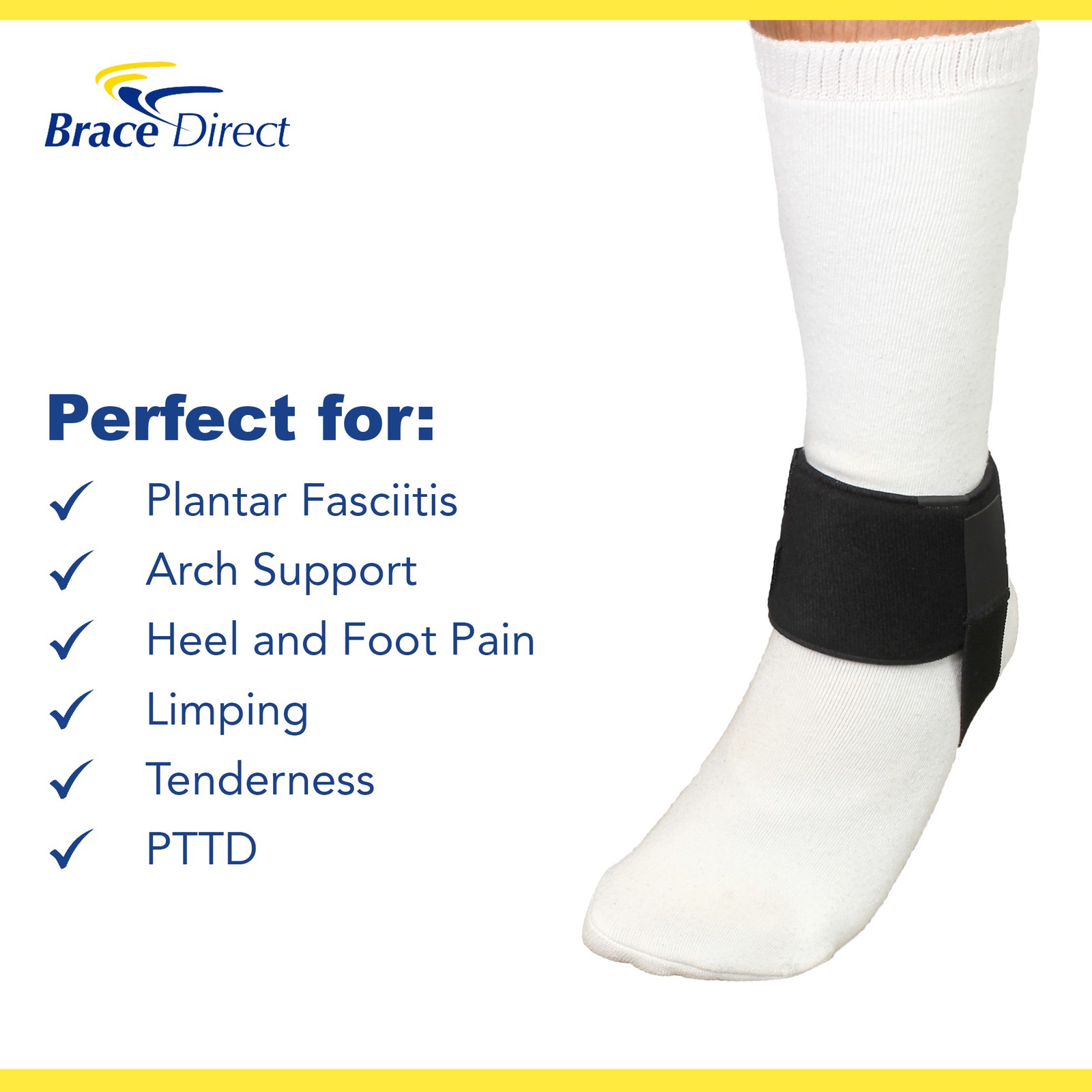 Plantar Fasciitis Day Splint Ankle Brace for Foot Arch Support by Brace Direct