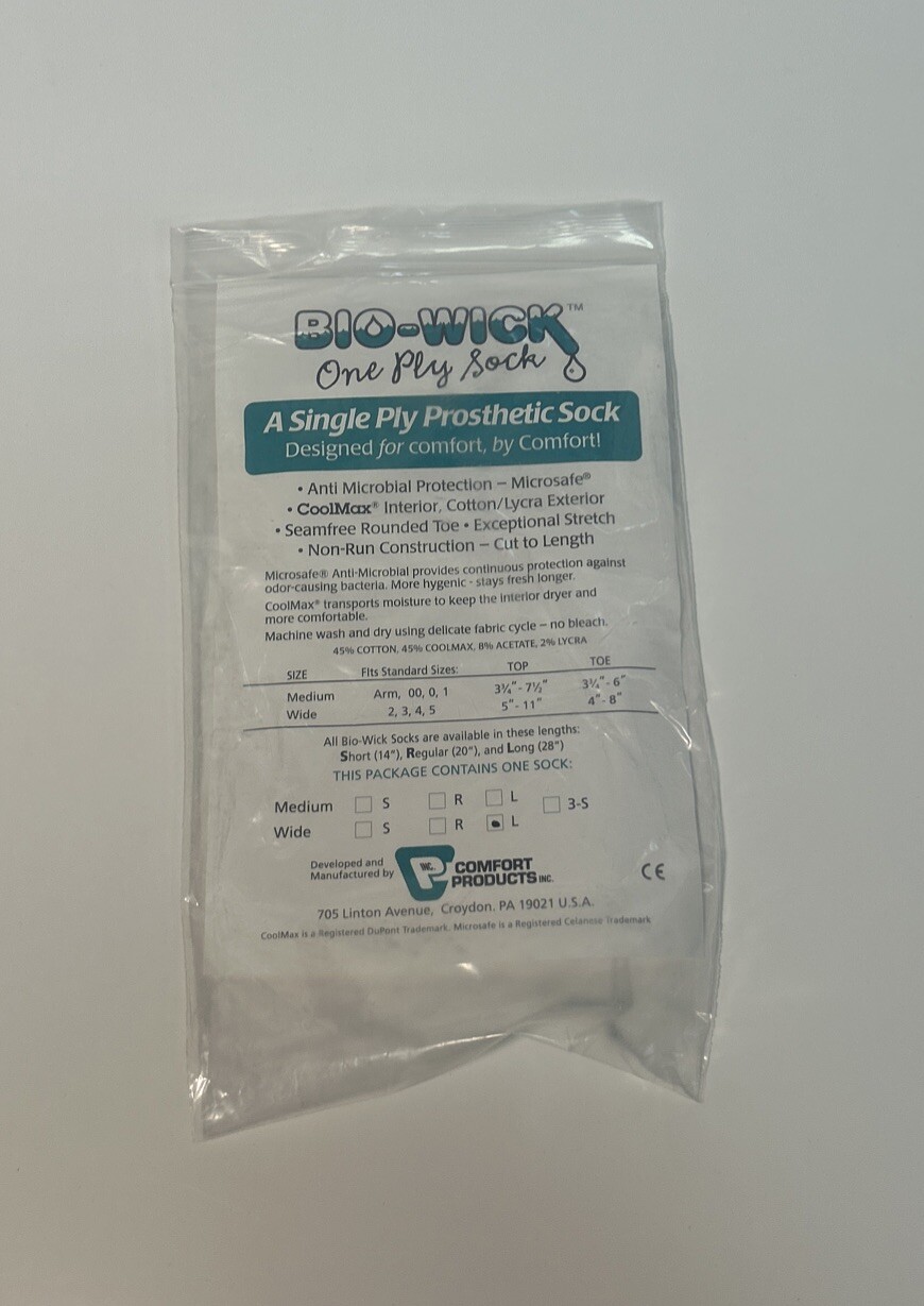 Comfort Products Bio Wick Prosthetic Sock, Size Wide/Large, Ply 1