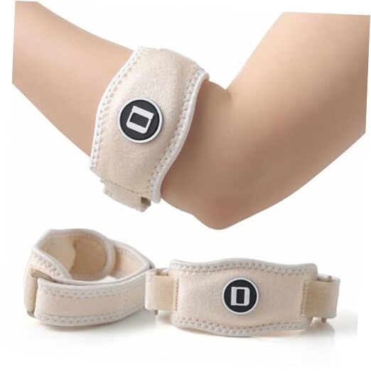 Tennis Elbow Brace for Women & Men, Adjustable Golfer Elbow Strap 2 Pack Beige