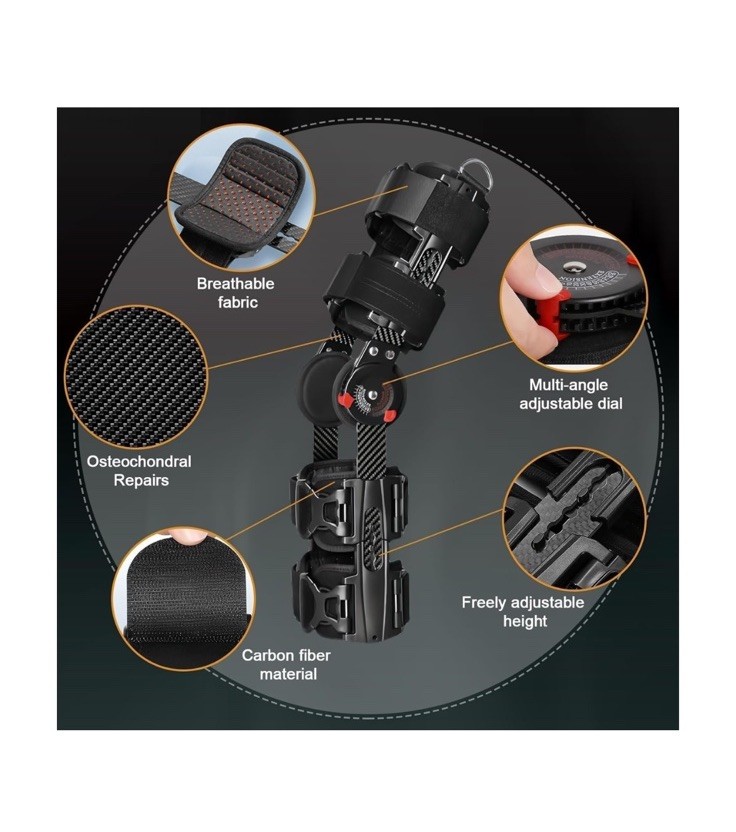 Carbon Fiber Unloader Knee Brace,HingedBrace Knee Immobilizer left & right adult