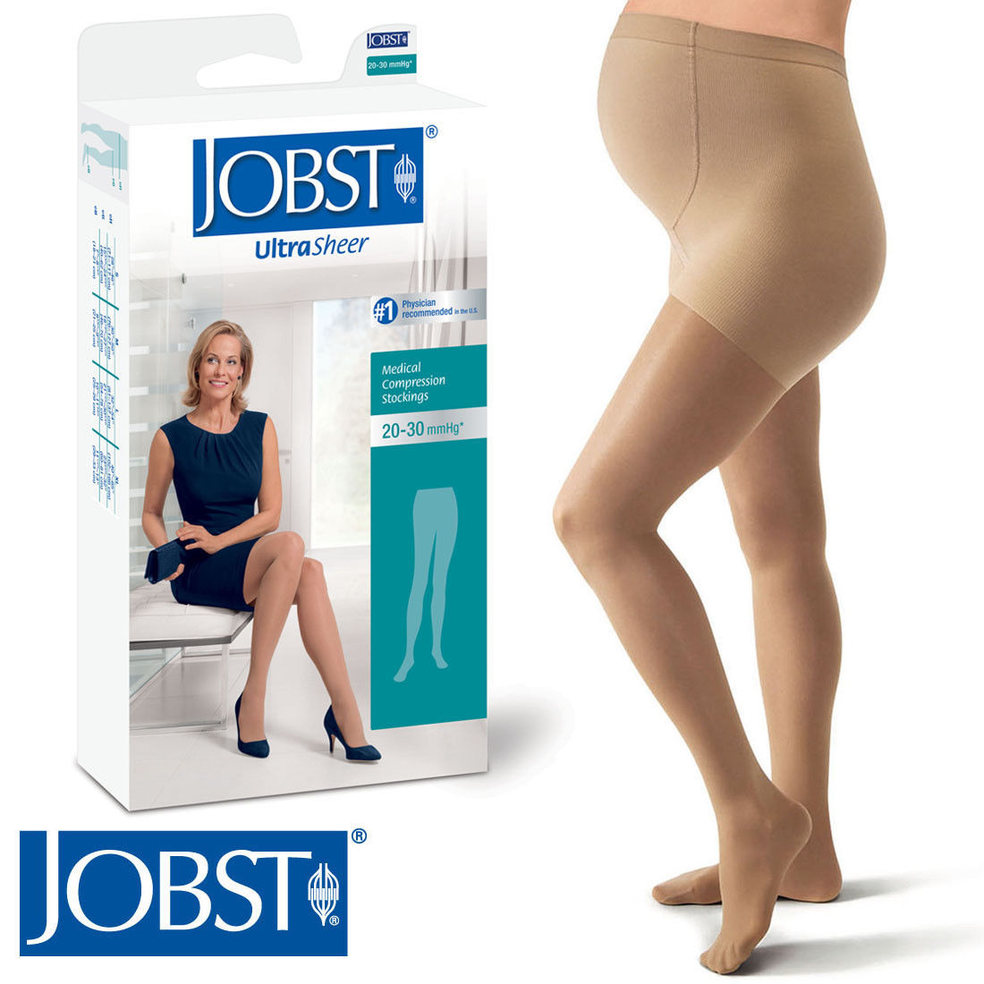 Jobst Womens UltraSheer Maternity Compression Pantyhose 20-30 mmhg Supports Hose