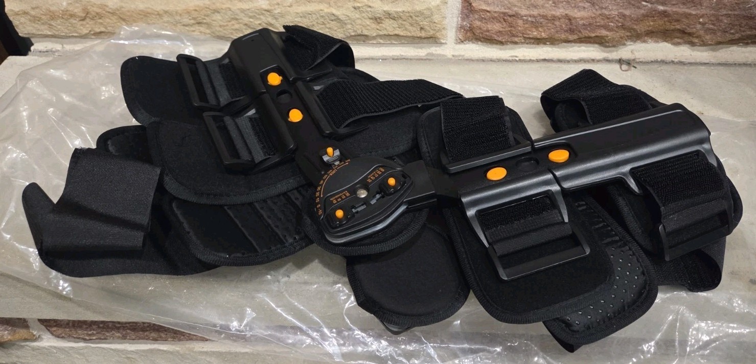 Hinged/ Locking ROM Knee Brace, 18″L Adjustable Thigh /Calf. Post Op. New