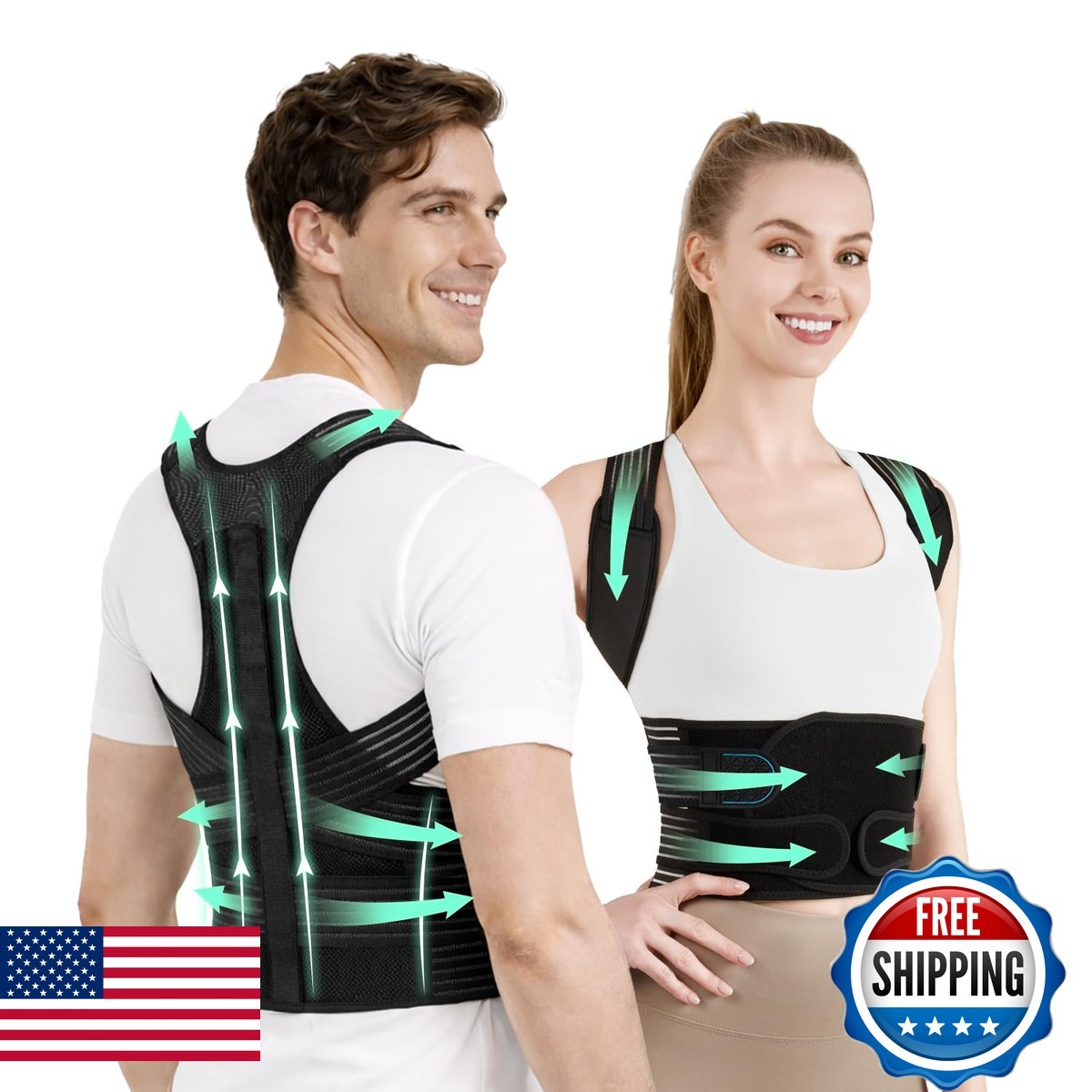 KUHJB Y40 Back Brace Posture Corrector Small Adjustable 4-Point Support for Men