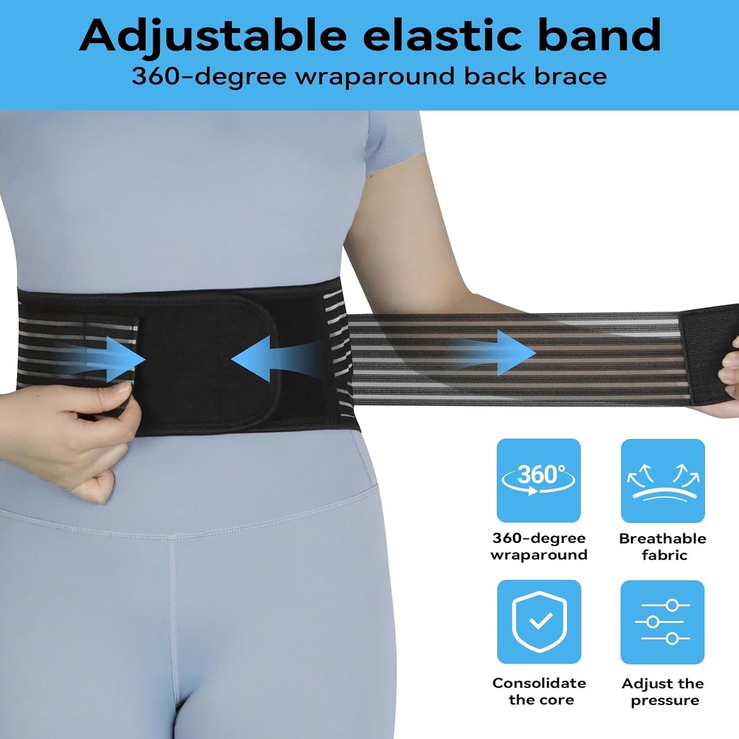 Self-Heating Magnetic Back Brace Support, Tourmaline, Lower Back Pain Relief, XL