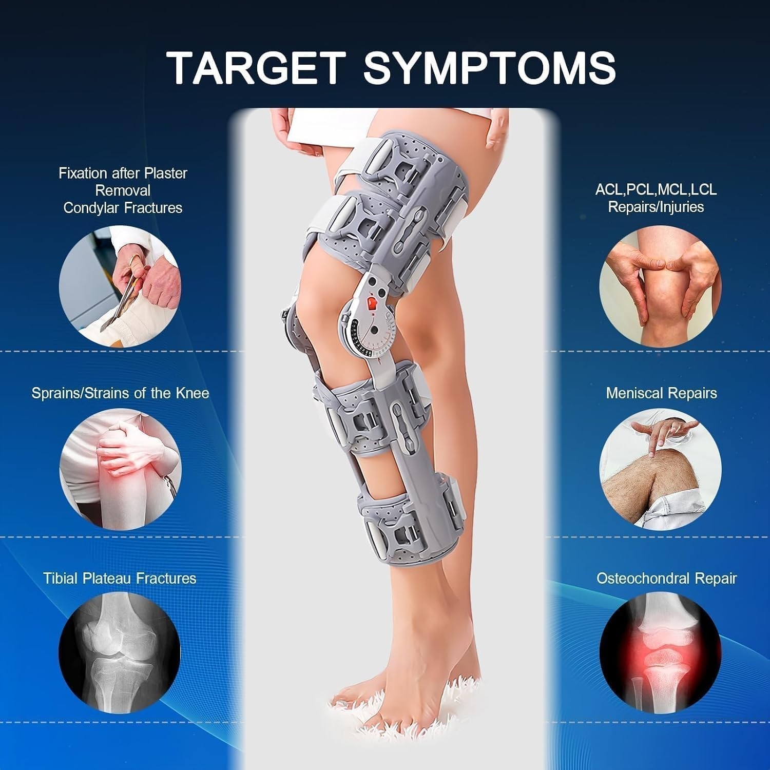 Youth Hinged ROM Knee Brace Post Op Immobilizer ACL MCL PCL Adjustable Support