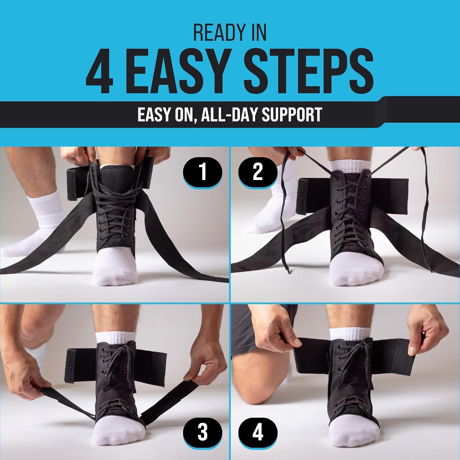 Lightweight Ankle Support Brace for Basketball, Volleyball, Running – Black