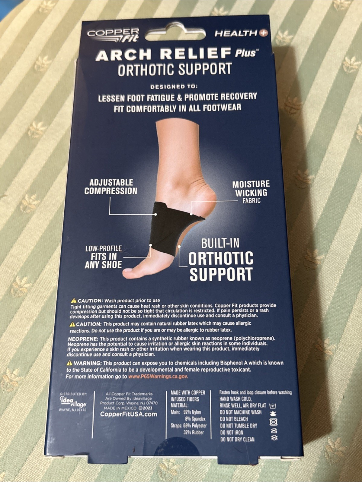 Copper Fit Health Unisex Arch Relief Plus with Orthotic Support Black New In Box