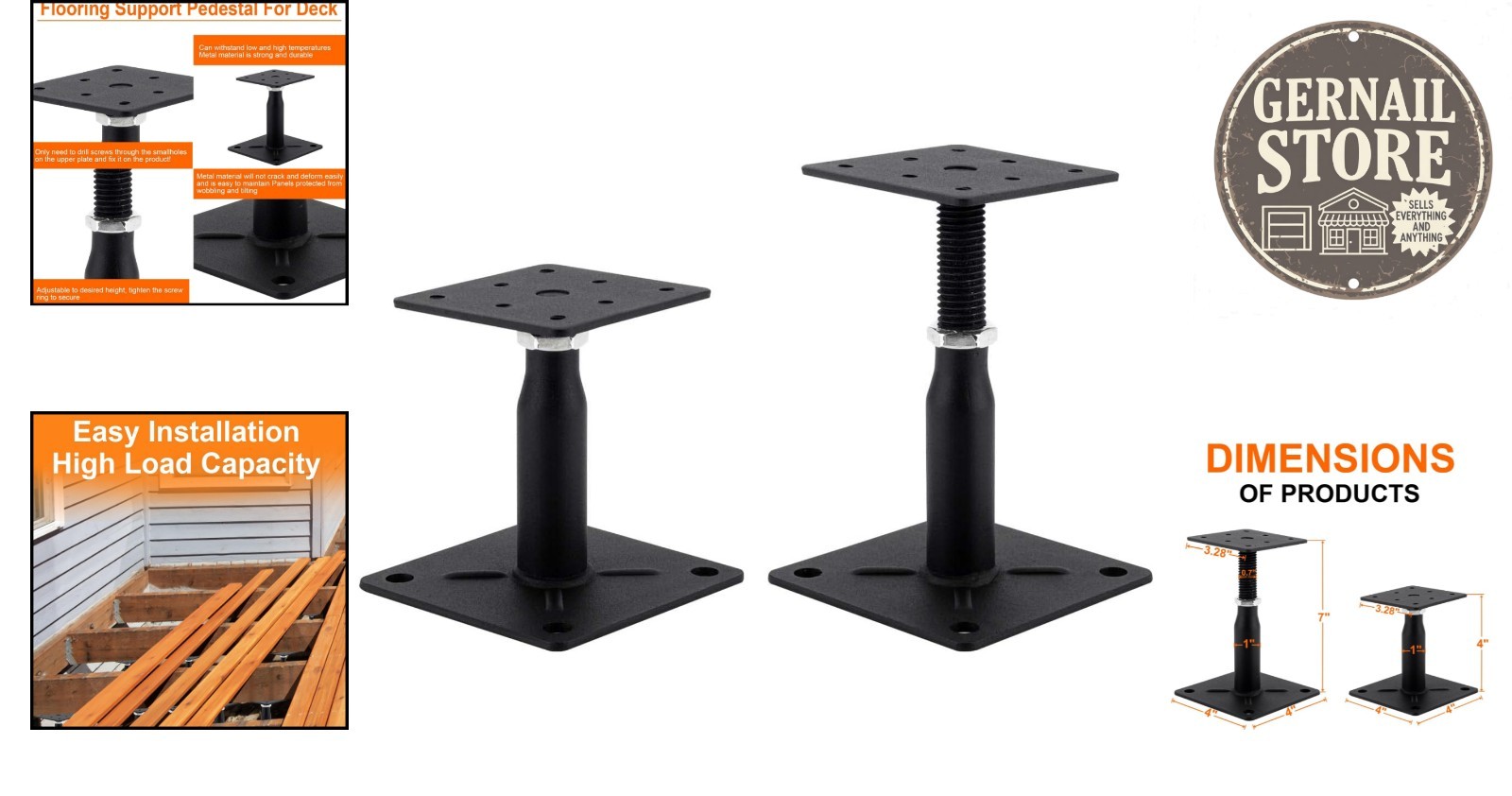 Durable Adjustable Floor Jack – 4″-7″ Mini Screwing Steel Support Solution