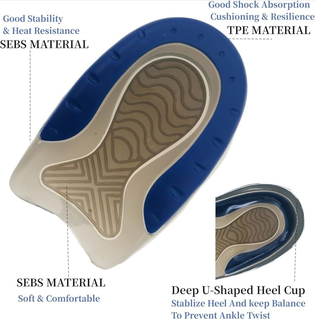2 Pair Kids Heel Cups for Heel Pain Sport Shock Absorbing Lightweight (Kids 3-7)