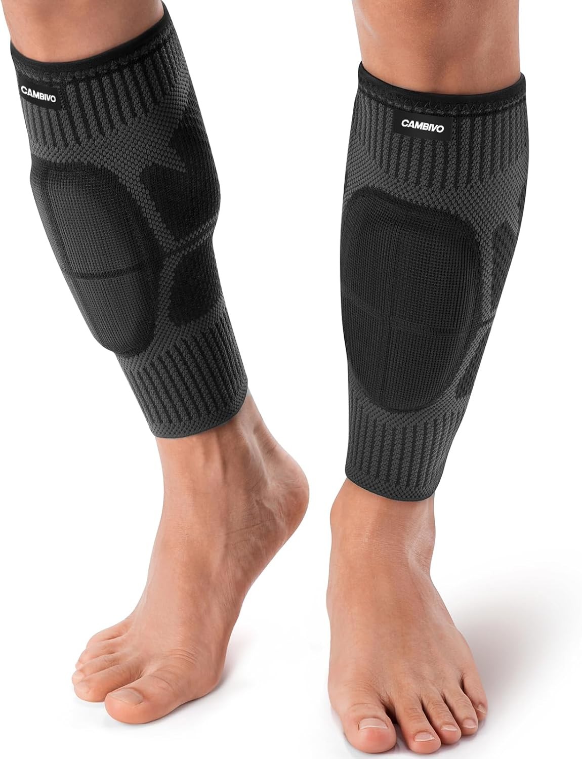 CAMBIVO Calf Compression Sleeves with EVA Pads for Shin Splints, Shin Guards for
