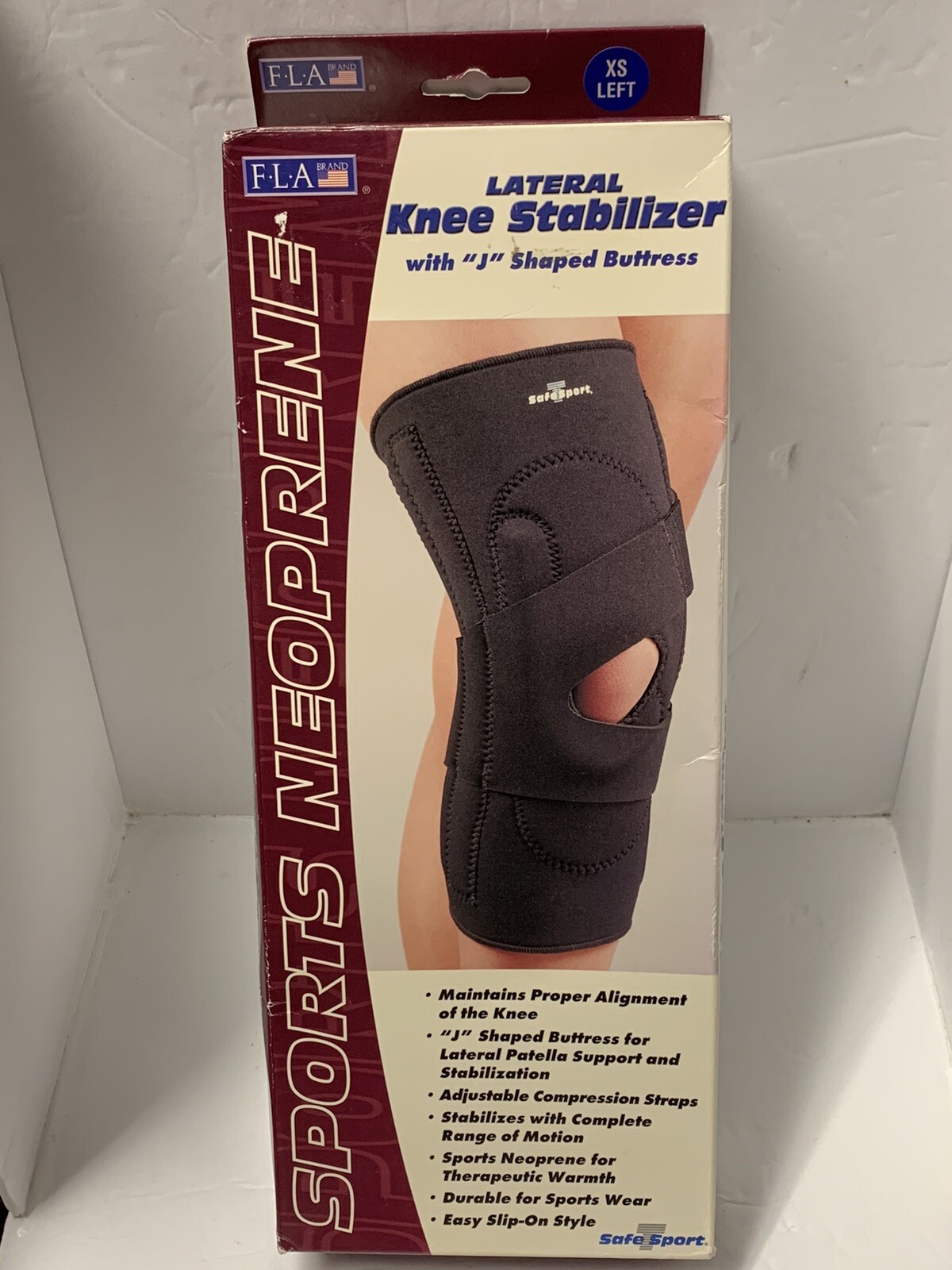FLA Orthopedics Lateral Knee Stabilizer With J Shaped Buttress Size XS Left. New