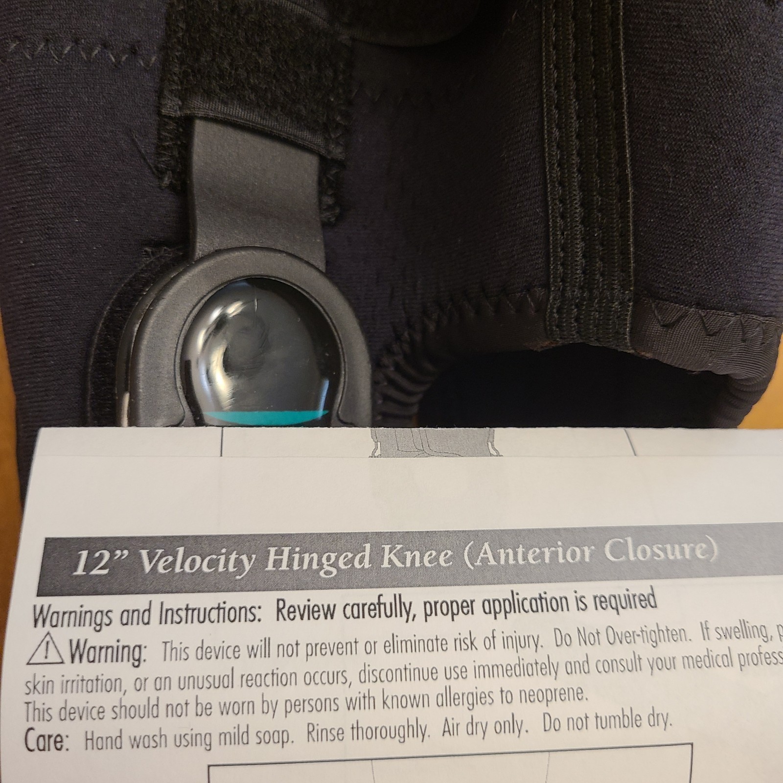 Hely & Weber Velocity Hinged Knee Brace Anterior Closure Large Short Model 5646