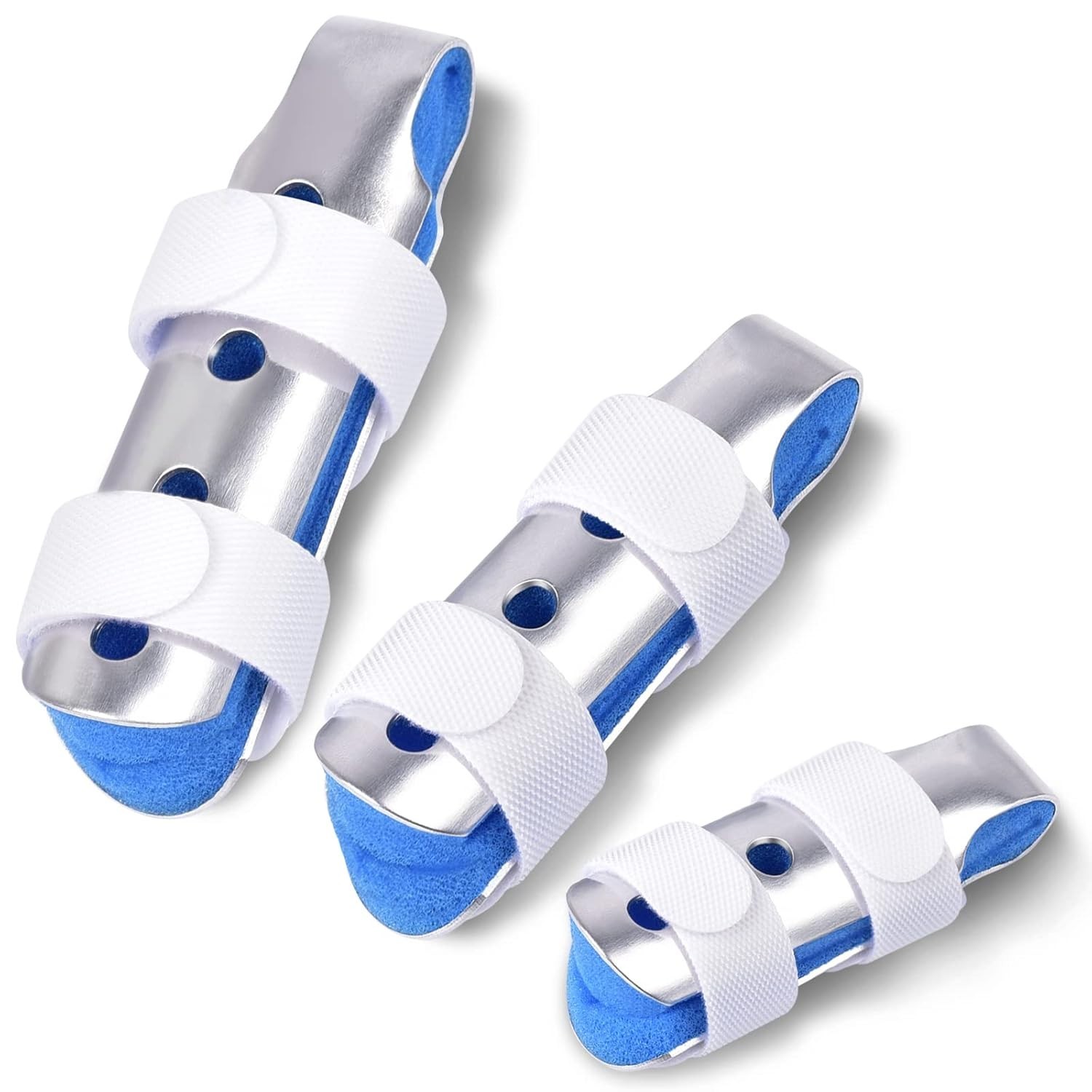 3/6/10 Pcs Finger Splints Metal Support Finger Immobilizer Foam Liner Black, 2 S