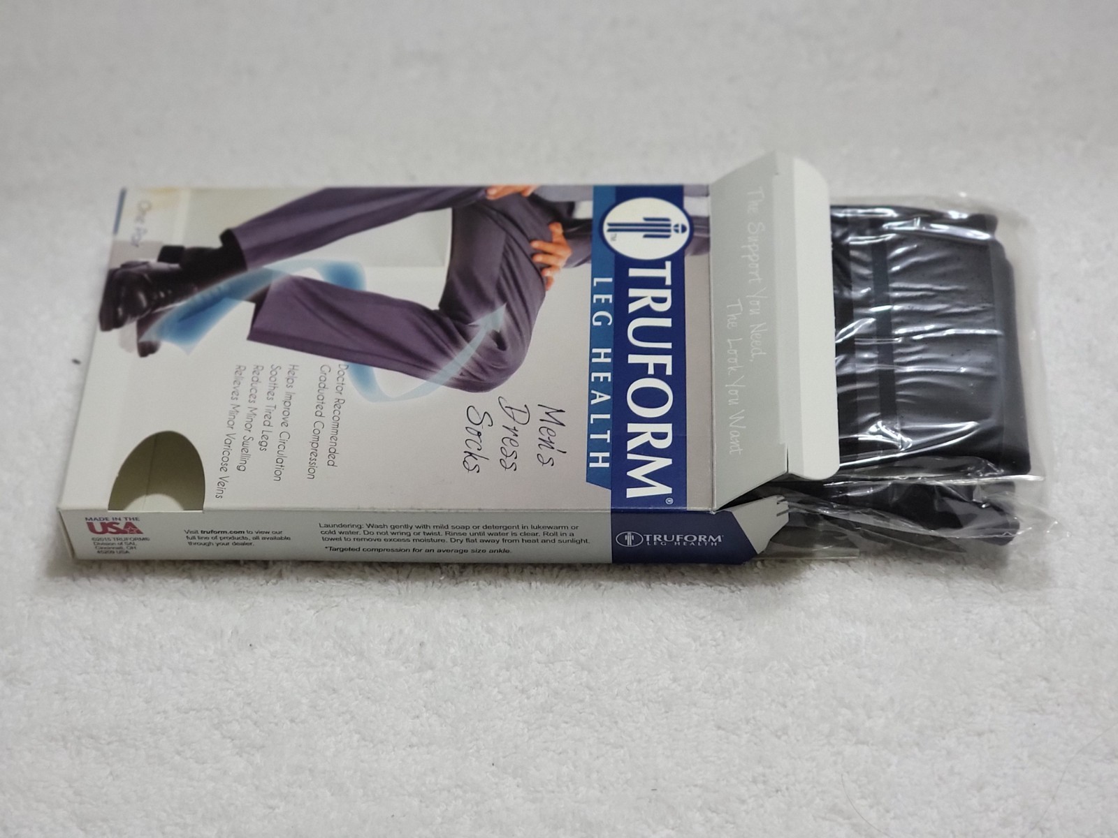 TRUFORM COMPRESSION MEN’S DRESS SOCKS 15-20 mmHg BLACK X-LARGE 1943BL-XL
