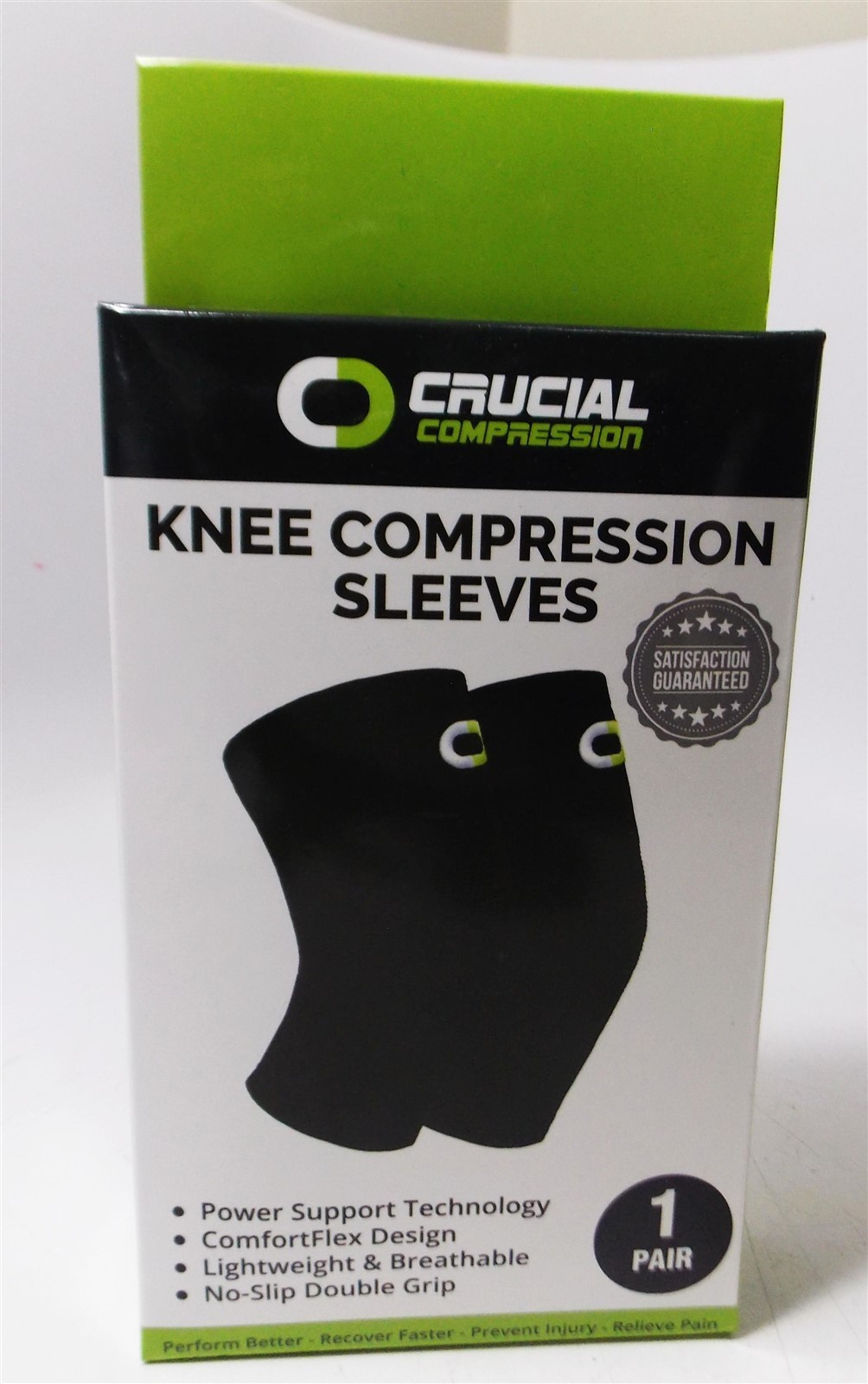 Crucial Compression Knee Compression Sleeves 1 Pair / Black / Size Small