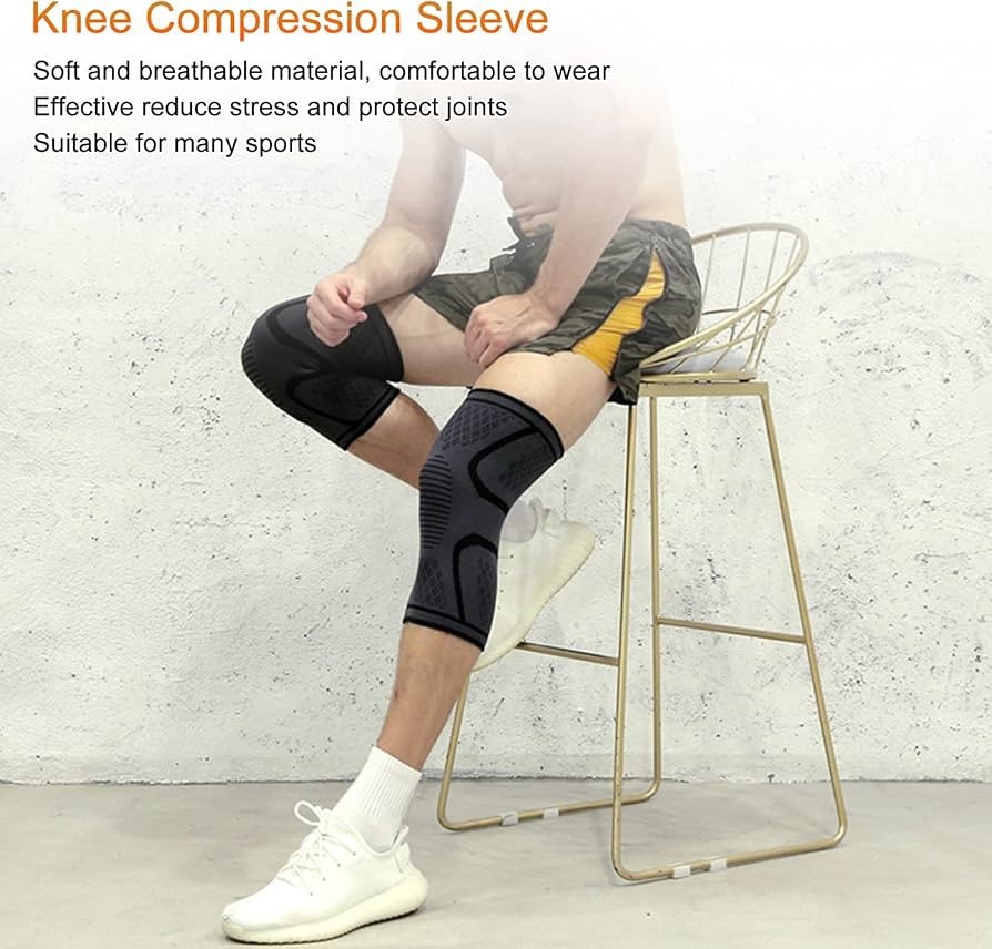 2x Knee Compression Sleeve Size XL, Non‑Slip Breathable for Injury, Arthritis