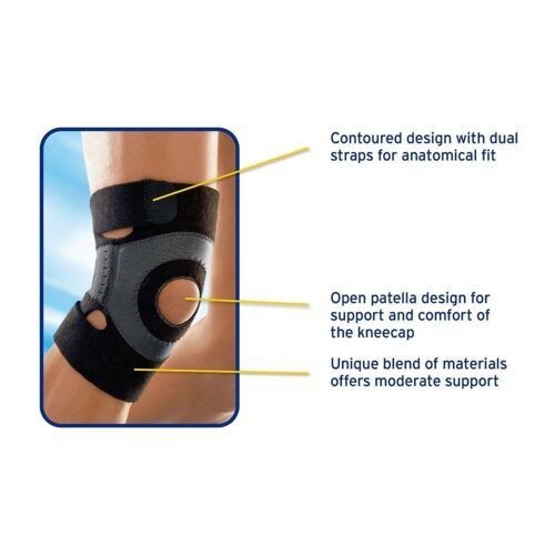 3M Futuro Sport 45696 Knee Support Moisture Control Moderate Medium Black 1ct