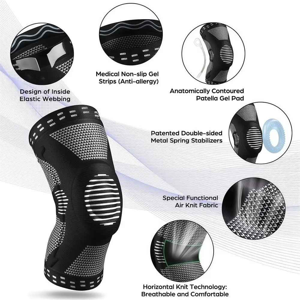 1/2Pcs Sport Compression Knee Support Brace Patella Protector Knitted Silicone S