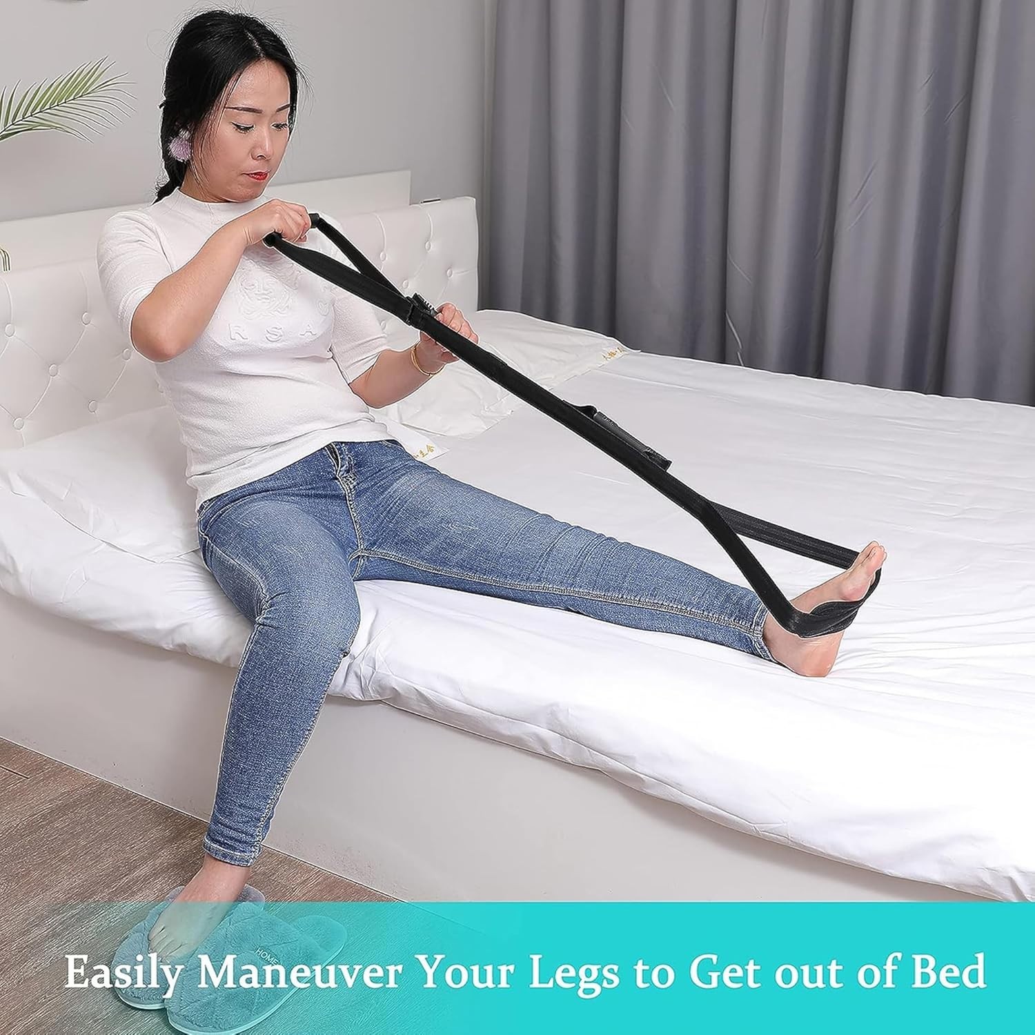 Durable Nylon Leg Lifter Strap for Bed, Car & Wheelchair – Adjustable 35-44 Inch