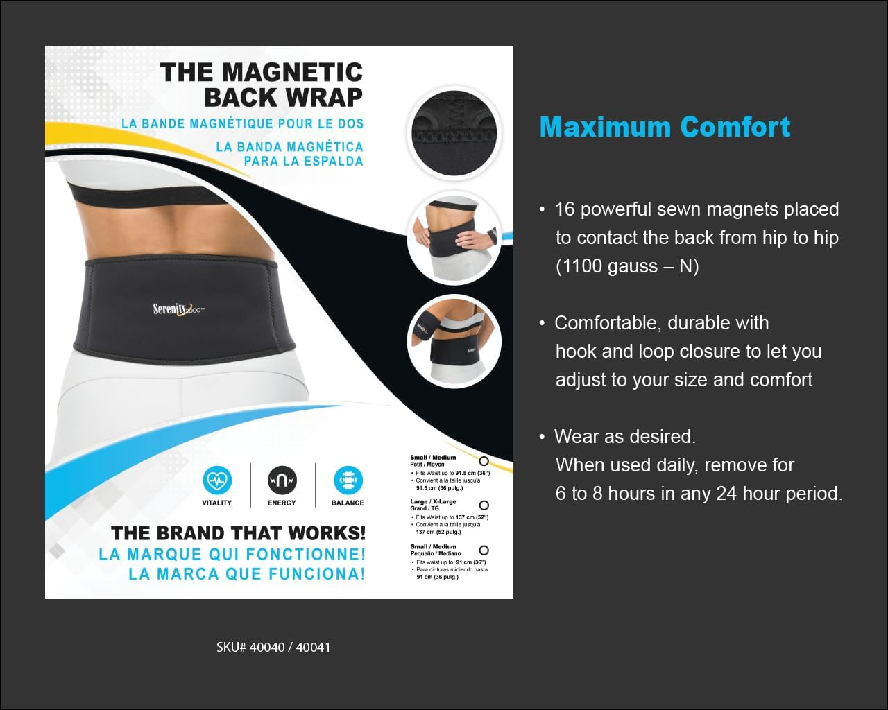 Magnetic Therapy Back Wrap for Lower Back – Adjustable Lumbar Support Brace for