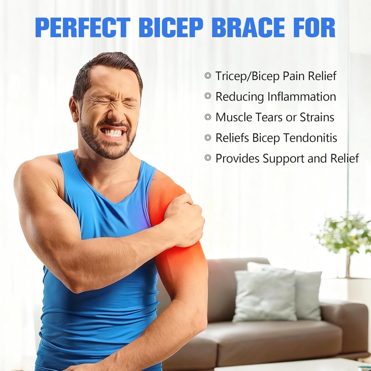 Bicep Tendonitis Brace Compression Sleeve Upper Arm Support Brace for Men Women