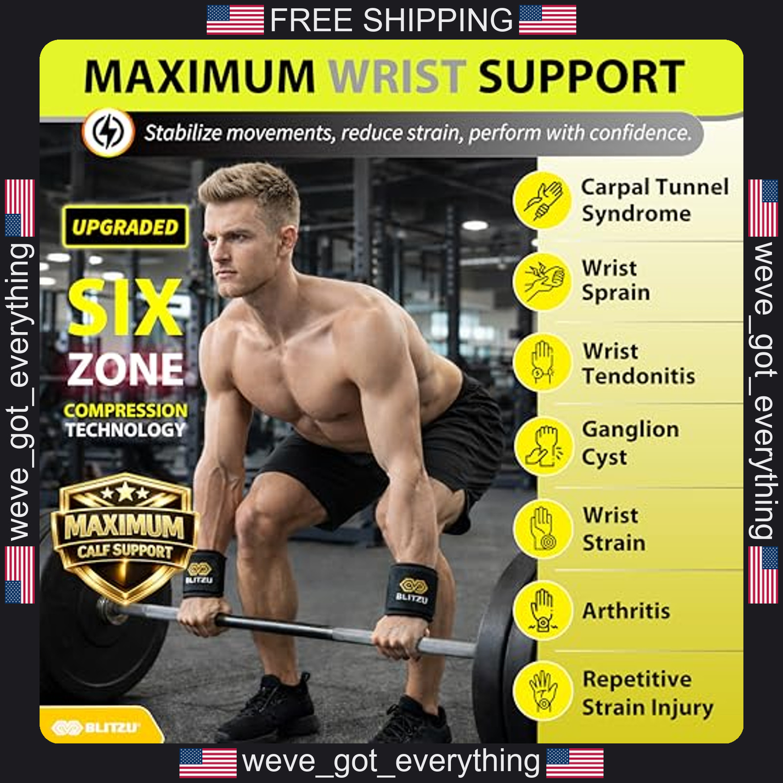 2 Pack Neoprene Wrist Supports for Pain Relief and Stability