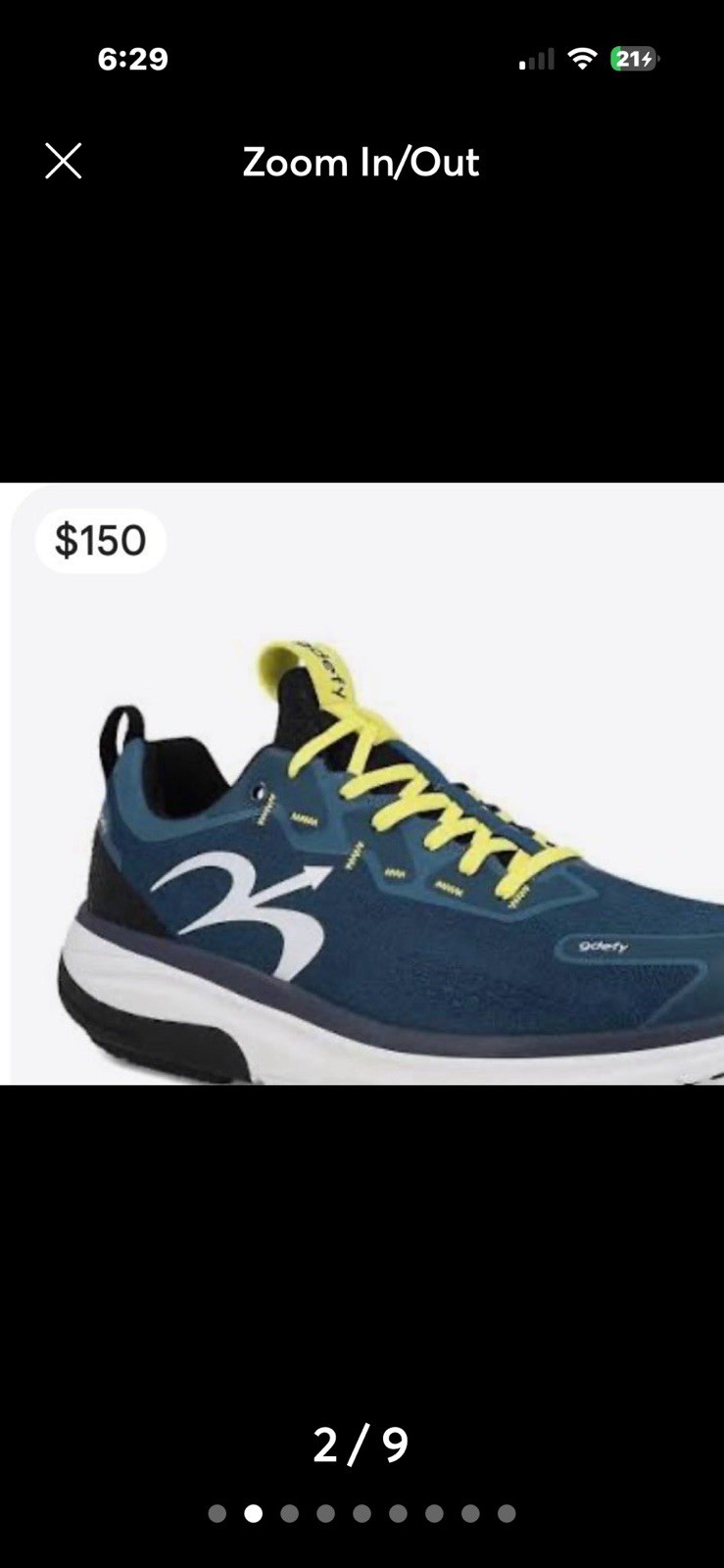 Men’s 10.5 Gdefy athletic back knee heel pain relief support shoes blue green