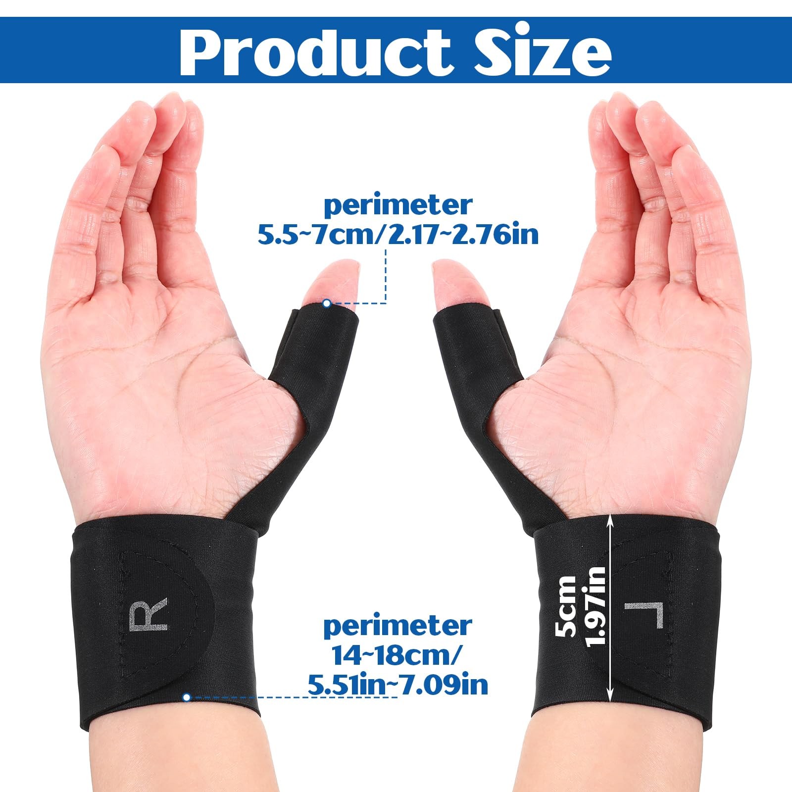 2 Pack Thumb Wrist Brace Compression Sleeves Elastic Wrist Support Gloves