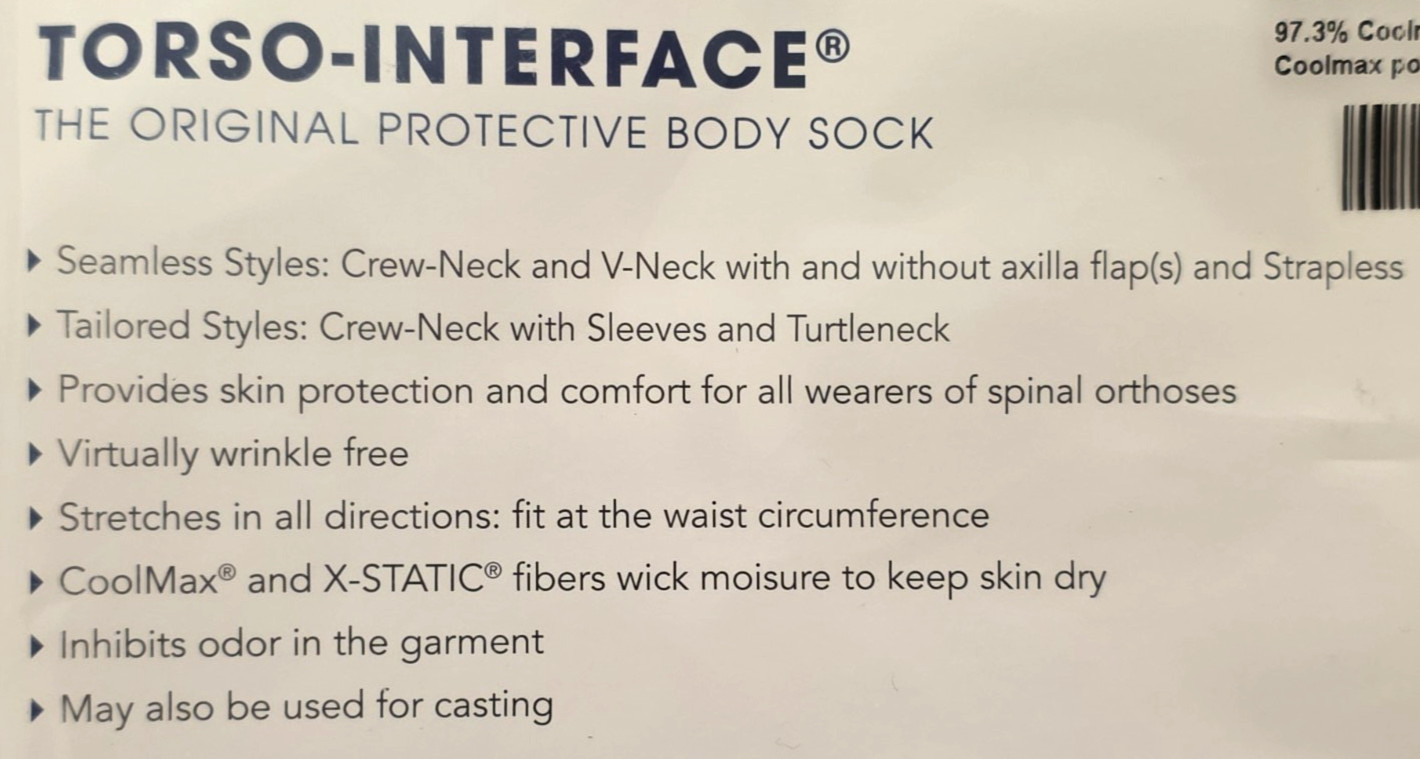 2x Knit Rite Torso Interface Original Small 6″x14″ Protective Body Sock