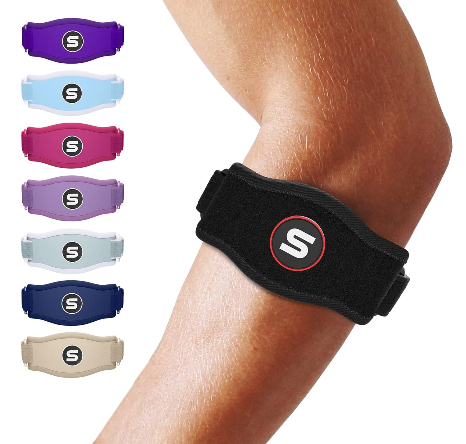 Black Tennis Elbow Brace For Men And Women Adjustable Compression Support