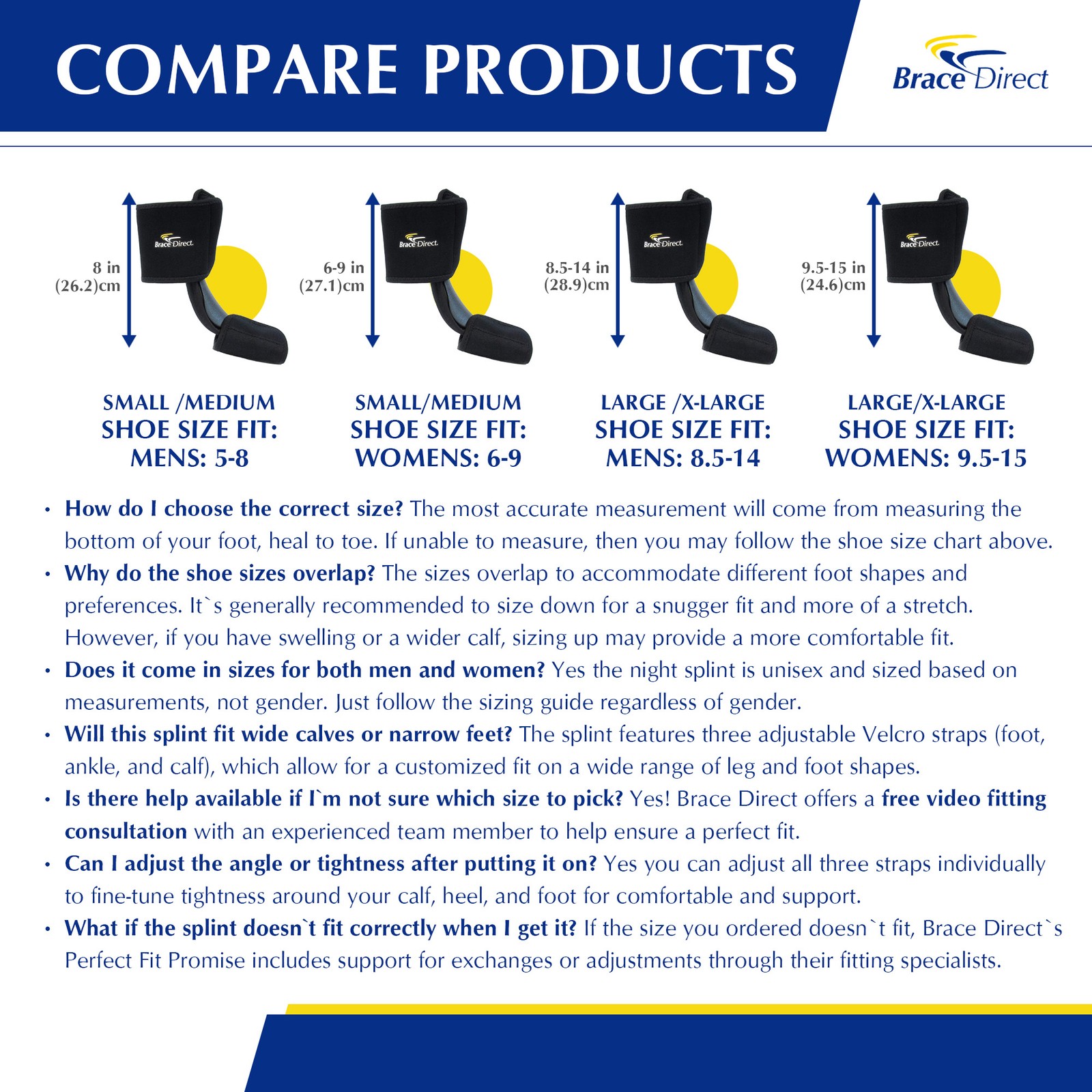 Adjustable Night Splint – for Plantar Fasciitis Relief, Arch Support, Foot Pain