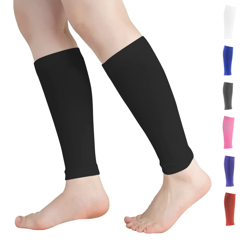 Calf Compression Sleeves 20-30mmHg Leg Support Running Cycling Black Large