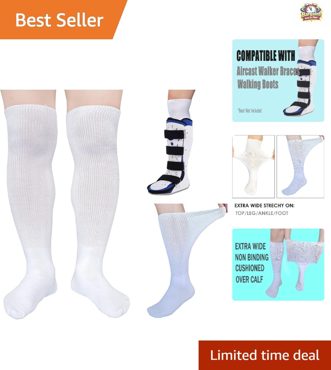 Comfortable Knee High Walking Boot Socks – 2 Pairs for All Orthopedic Boots