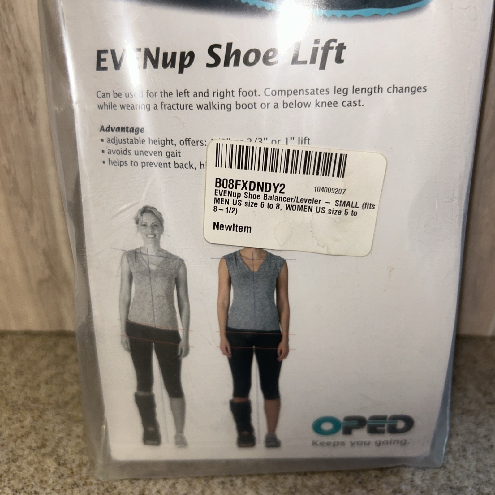 OPED EvenUp Shoe Lift w/3 Height Adjustments 1/3″, 2/3″, or 1″; Medium