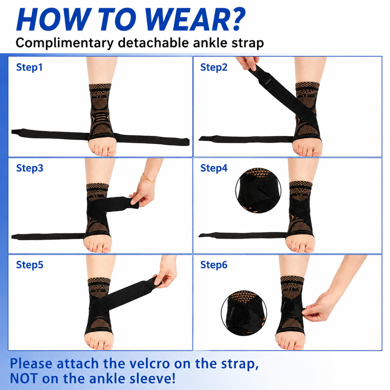Ankle Brace Support Adjustable Compression Strap for Sports Activities