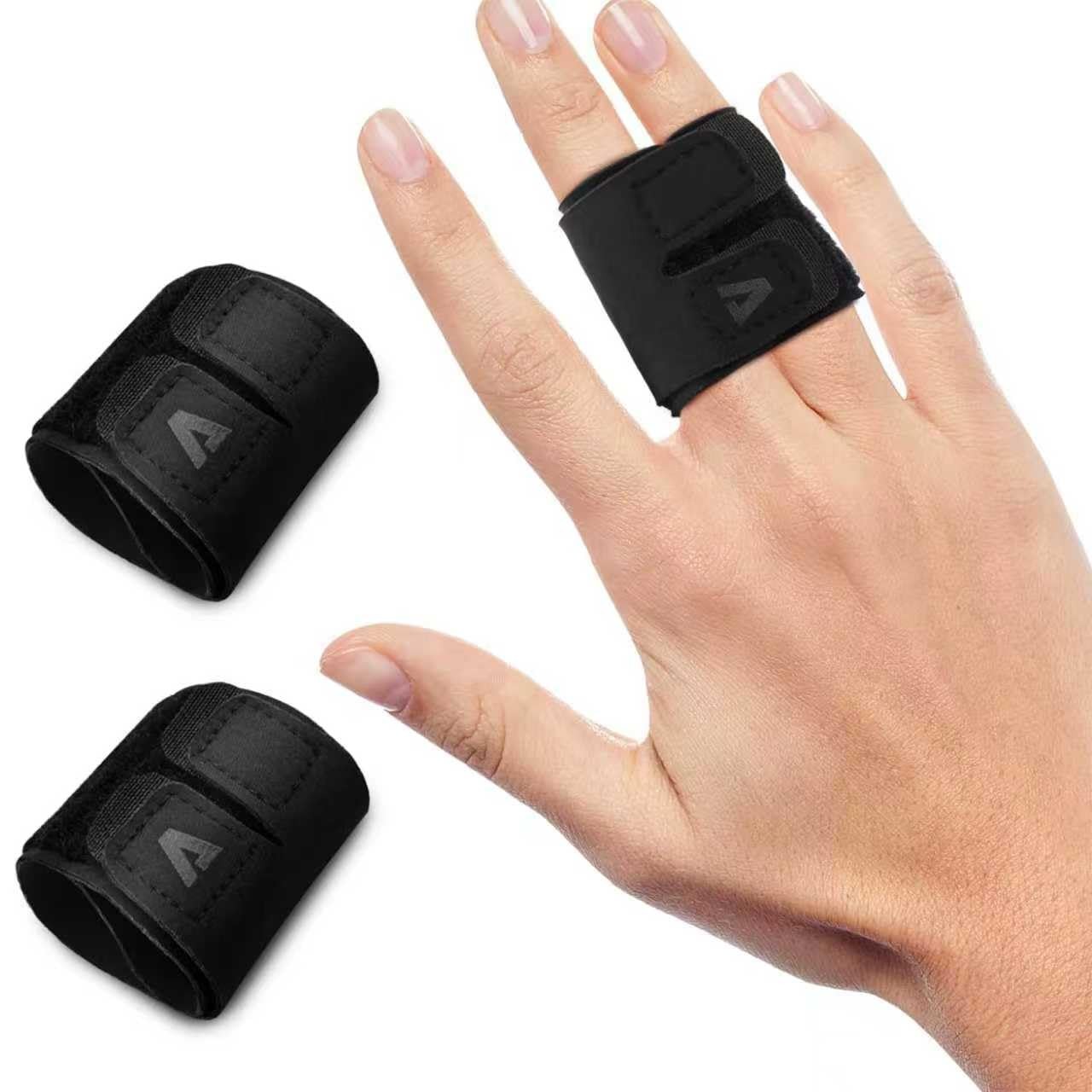 KiiMos 2PCS Finger Splints (No Metal Support) – Adjustable Large-2PCS, Black