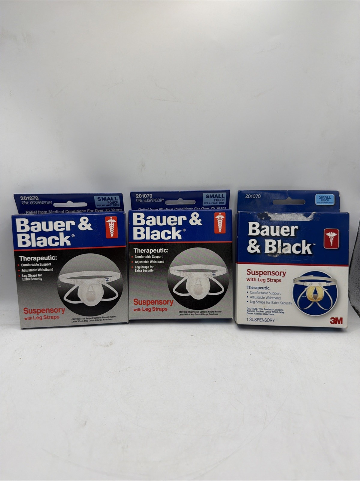 3 Pack 201070 Bauer & Black Adult Therapeutic Jock Strap With Leg Straps Small