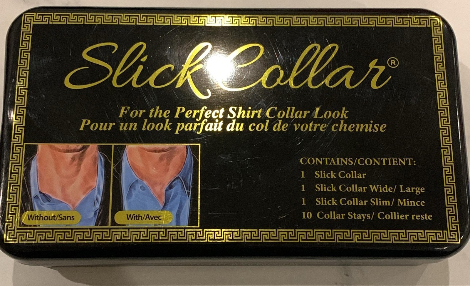 Slick Collar Shirt Collar Support System-3 Adjustable, 10 Collar Stays.