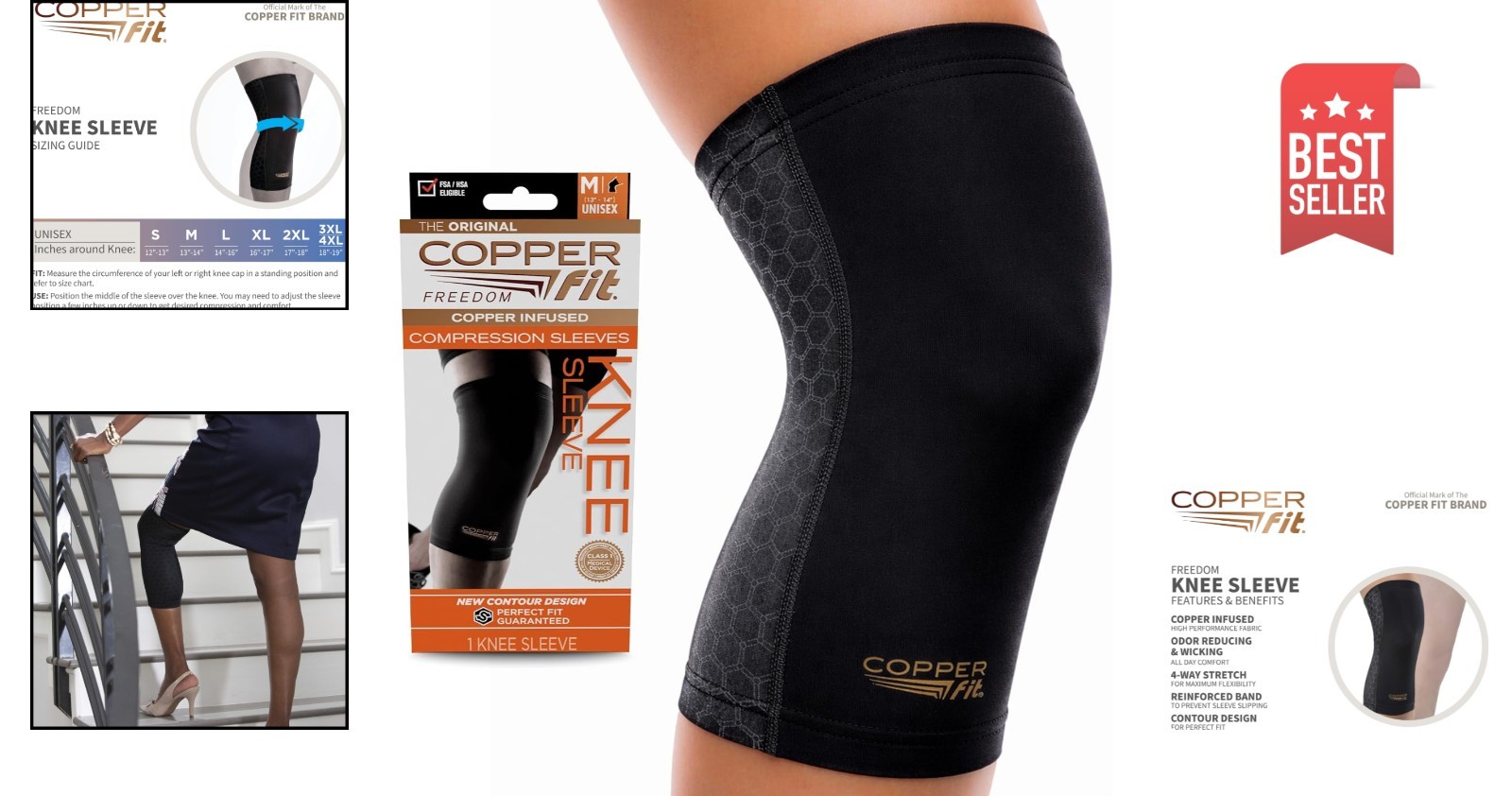 Copper Fit Freedom Knee Compression Sleeve
