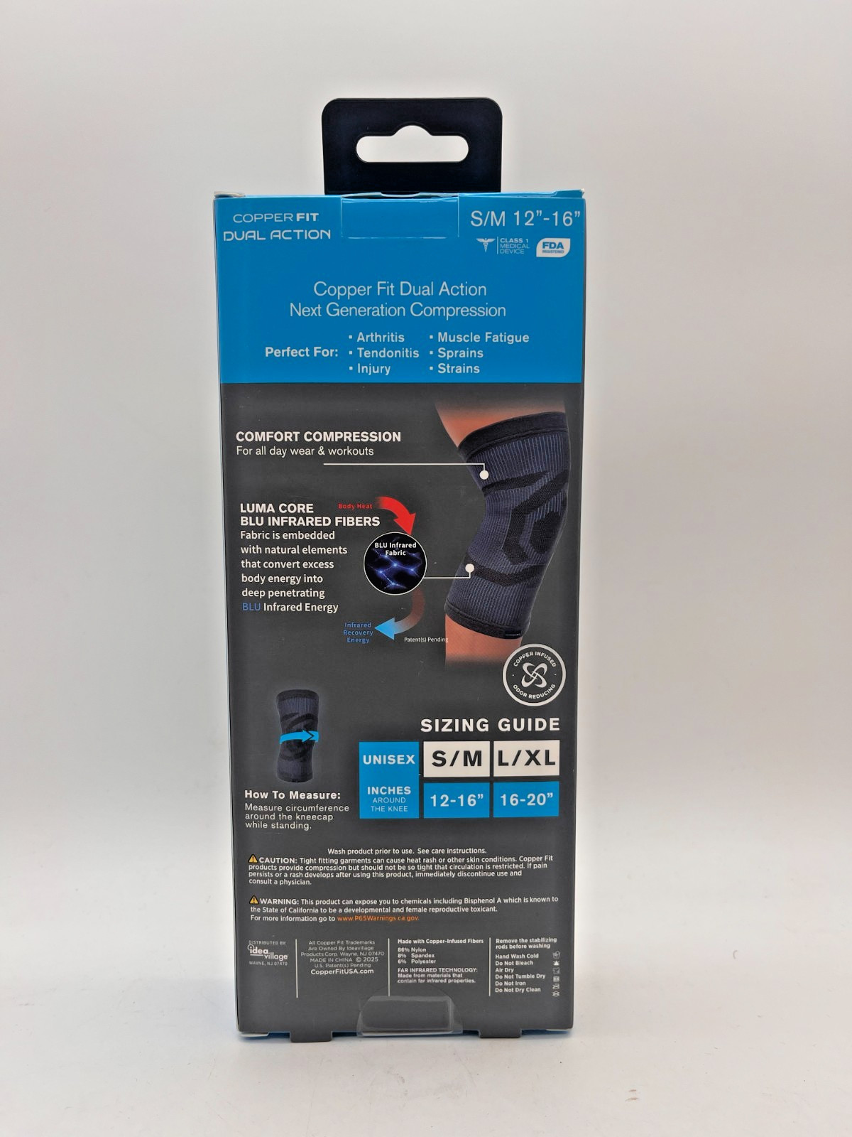 2x COPPER FIT DUAL ACTION COMPRESSION KNEE SLEEVE S/M 12″ x 16″ NEW IN BOX