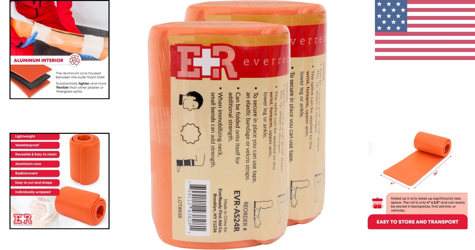 Versatile 24 Inch Lightweight Aluminum Splint – Reusable & Easy to Shape, 2 Pack