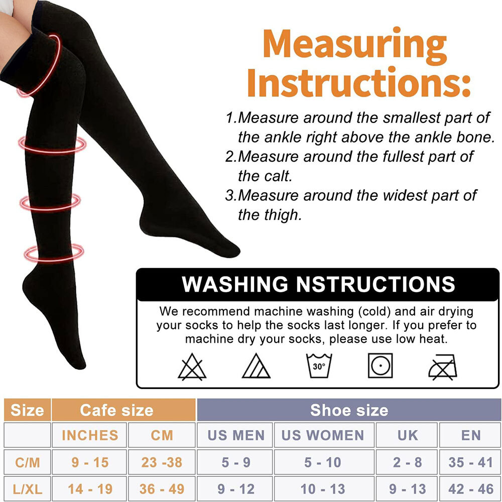25-35mmhg 1/2 Pairs Women’S Solid Huethigh Highs Thick Tall Long Boot Stockings