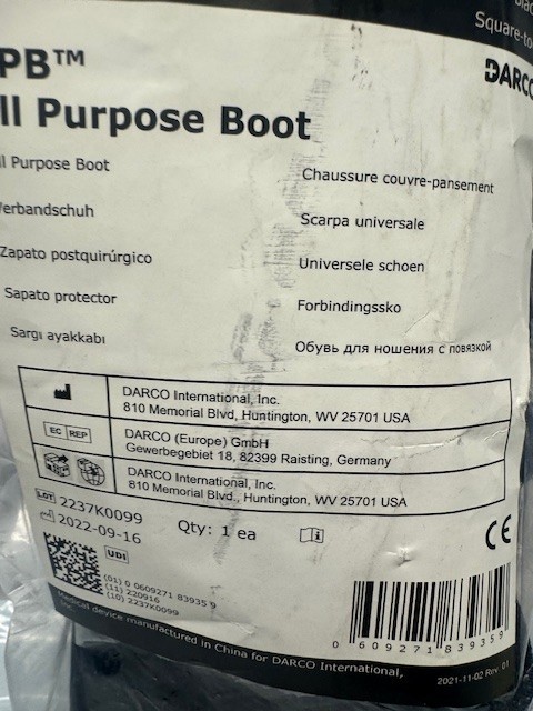 DARCO APB All-Purpose Boot SquareToe Post-Op Medical Shoe-Black LARGE-APQ3B *New